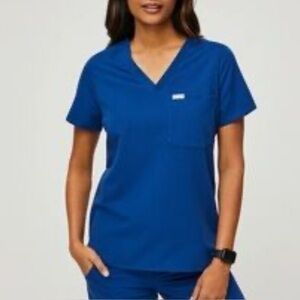Figs XXS technical Catarina Scrub Top Dark Harbor V-Neck Womens blue